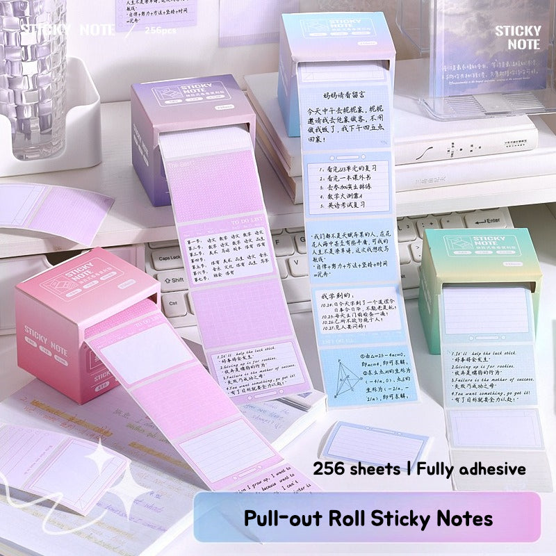 Gradient Pull-out Roll Sticky Notes | 256 Sheets Fully Adhesive
