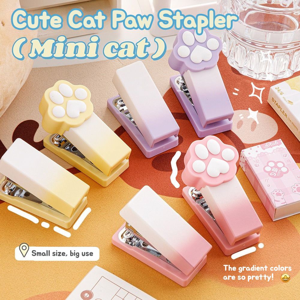 Cute Gradient Cat Paw Mini Stapler