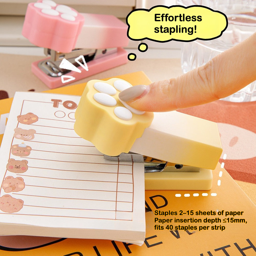 Cute Gradient Cat Paw Mini Stapler