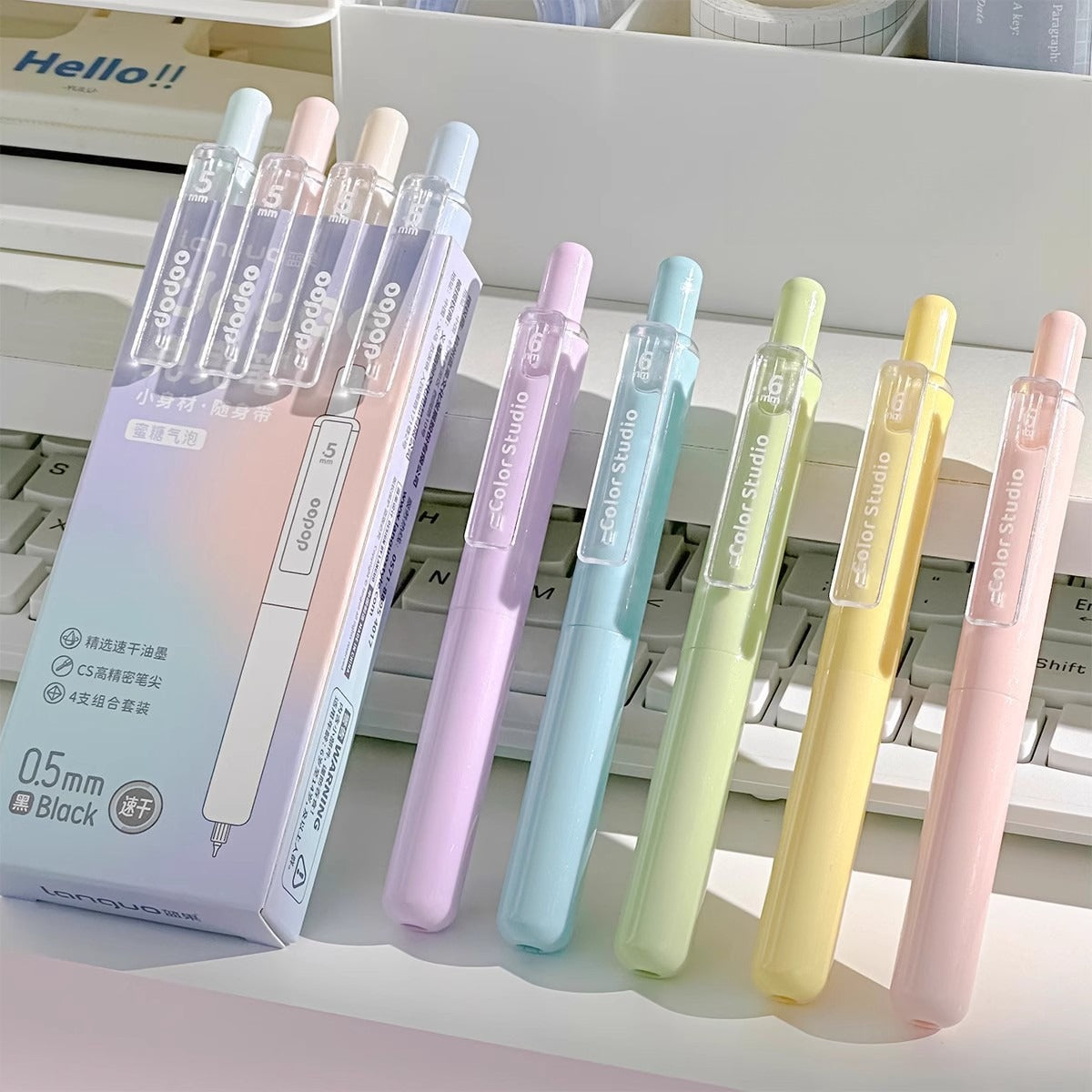 BlueFruit Gel Pen Set – Pastel, 0.5mm, 4 Pack